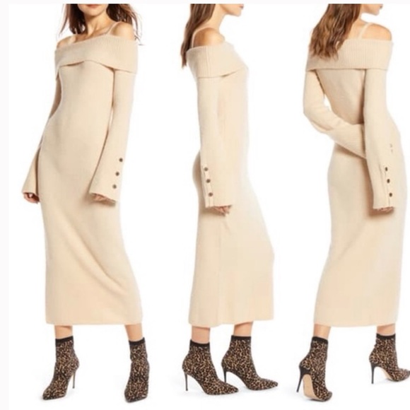 Something Navy Dresses & Skirts - SOMETHING NAVY Off Shoulder Sweater Midi Dress